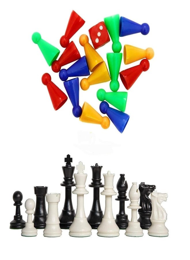 إيه إس مجموعة ألعاب خشبية للأطفال تتضمن لعبة لودو، ولعبة السلم والثعبان، ولوحة شطرنج، بالإضافة إلى قطع لودو وقطع شطرنج - مثالية للحفلات، والمرح، وليالي الألعاب العائلية (Clld) - Image 2